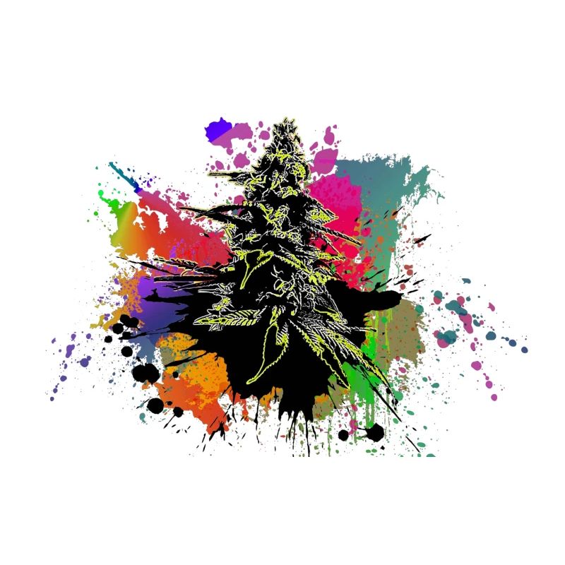 Graffiti de cannabis avec éclaboussures de peinture