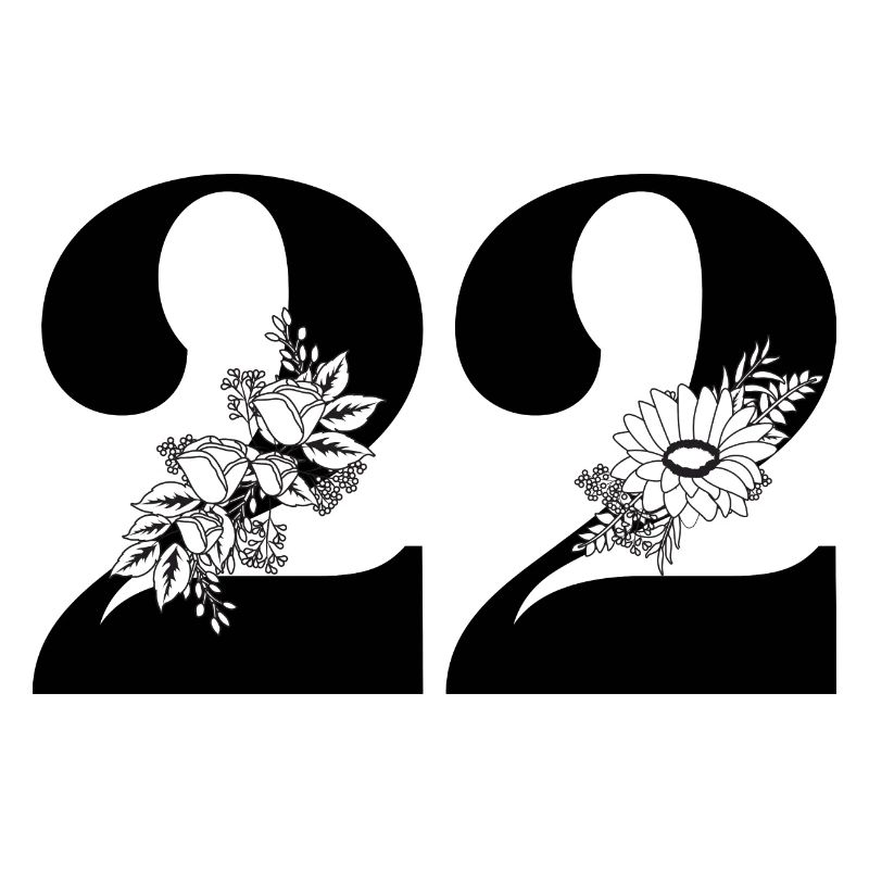 Nummer 22 Schwarze Blumen -22. Blumengeburtstag