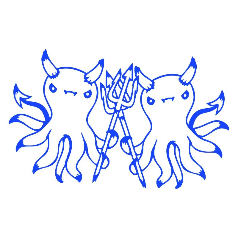 2 Octopus Devil Hell Team Friends Satan Evil Cute