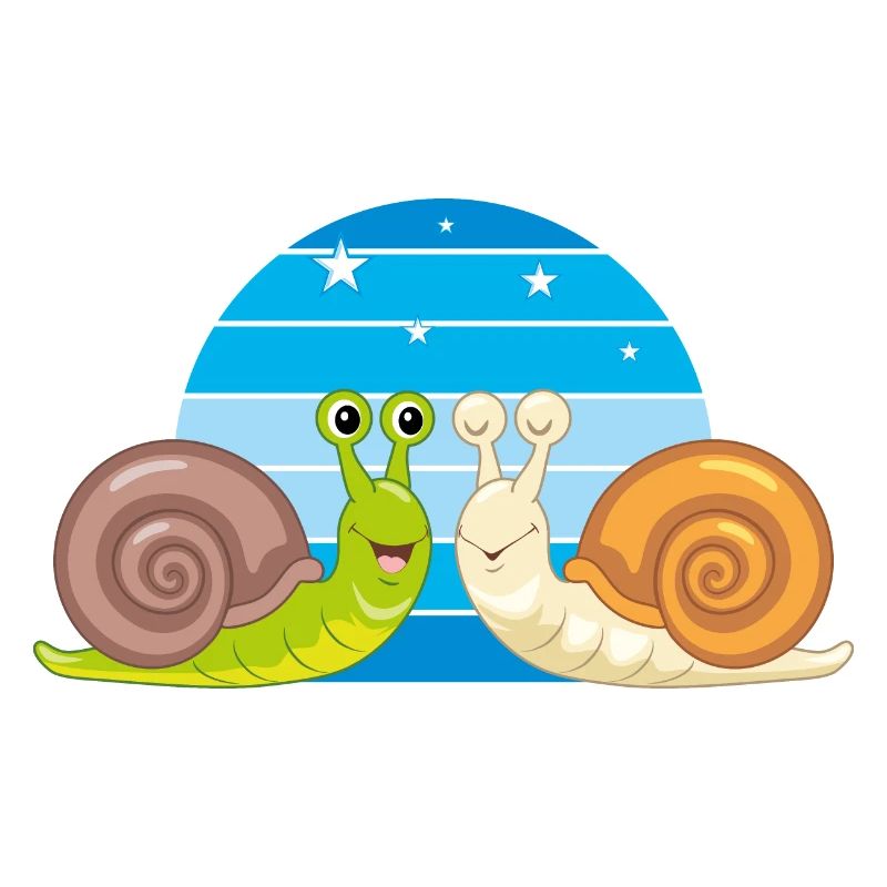 Two funny smiling snails