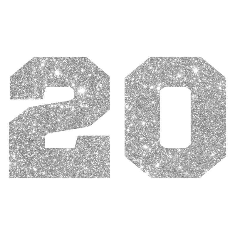 Number 20 Silver Glitter - 20th Anniversary