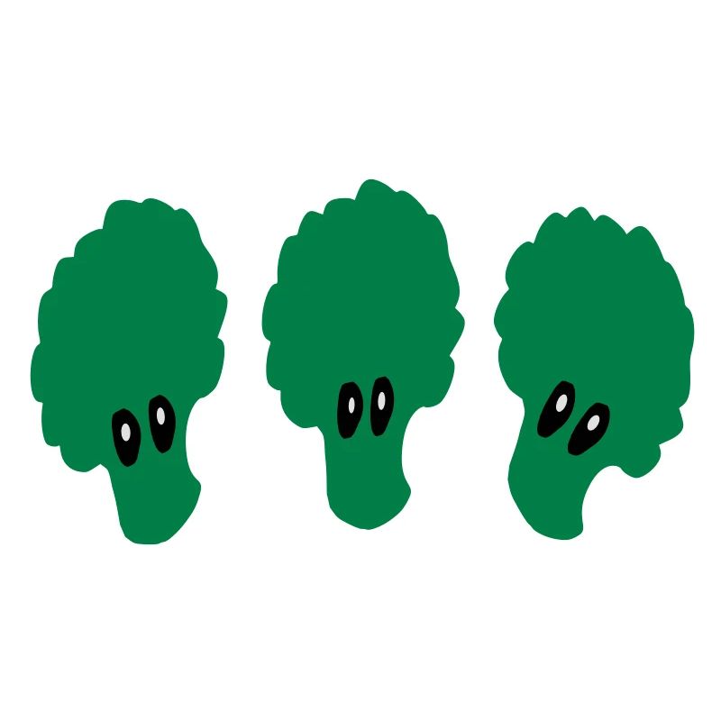 3 funny broccoli vegetables vector art