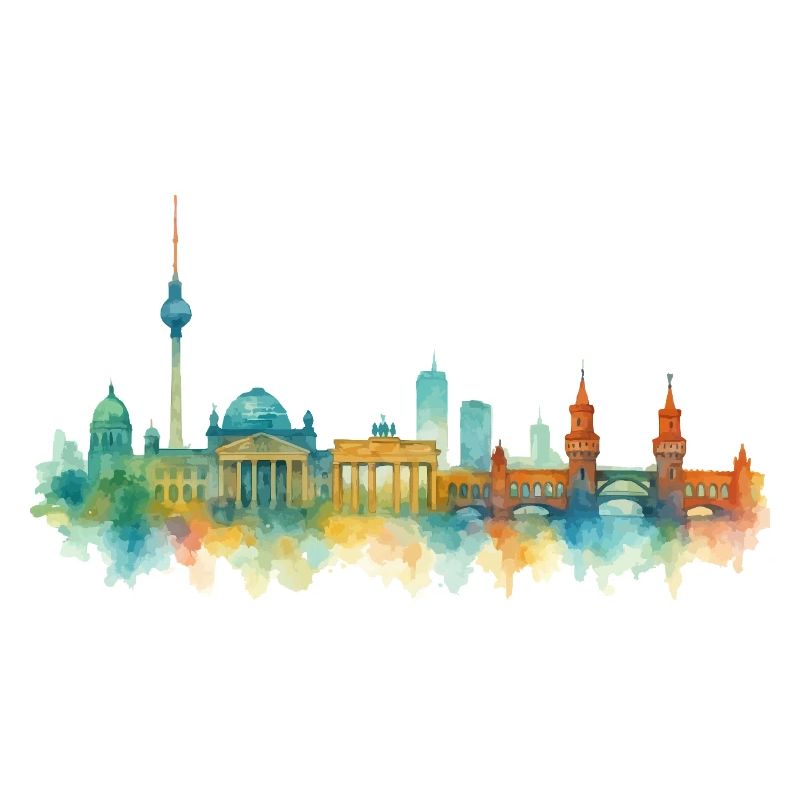 berlin skyline aquarell