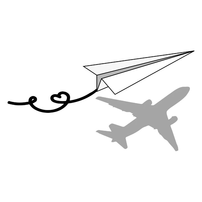 Papierflugzeug mit Flugzeugschatten