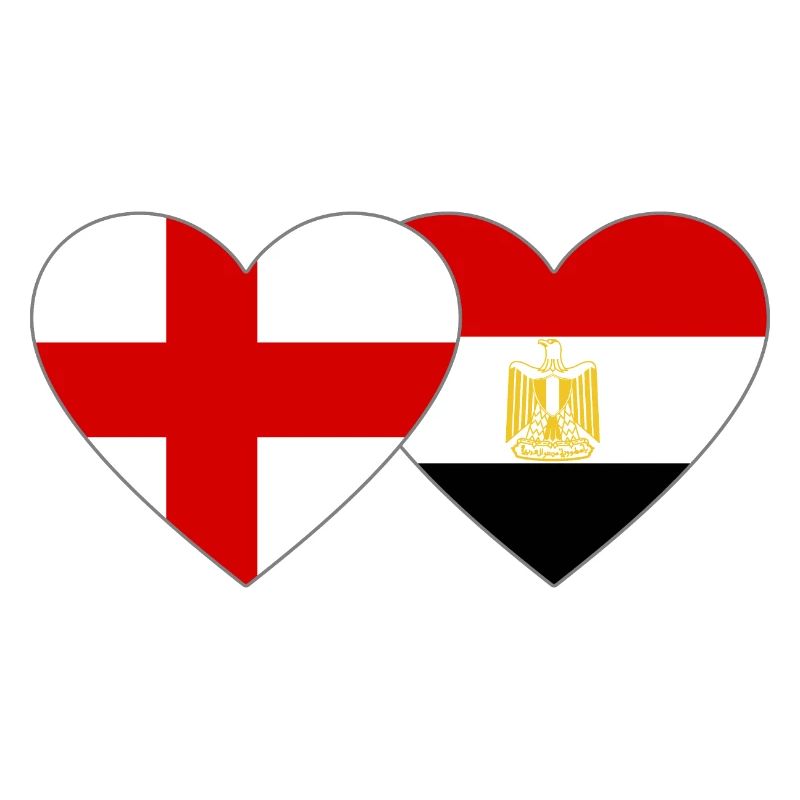 Angleterre Égypte Drapeau Mains Coeur Forme
