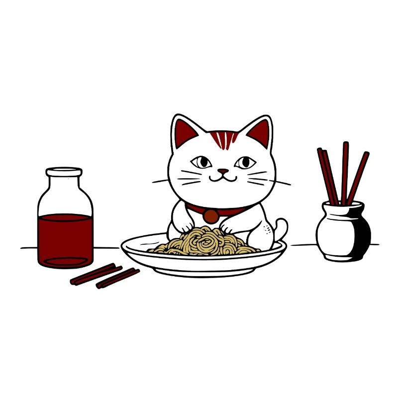 Katze und Ramen