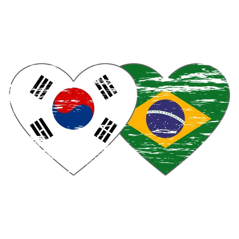 Corée du Sud Brésil Drapeau Coeur Utilisé