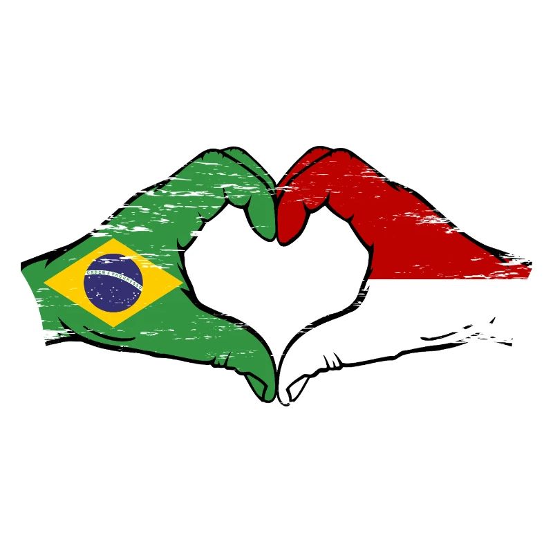 Brésil Monaco Drapeau Forme de Main Forme Coeur Utilisé