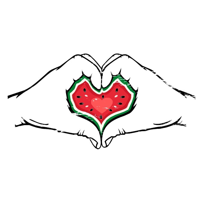 pastèque design mains forme de coeur utilisé
