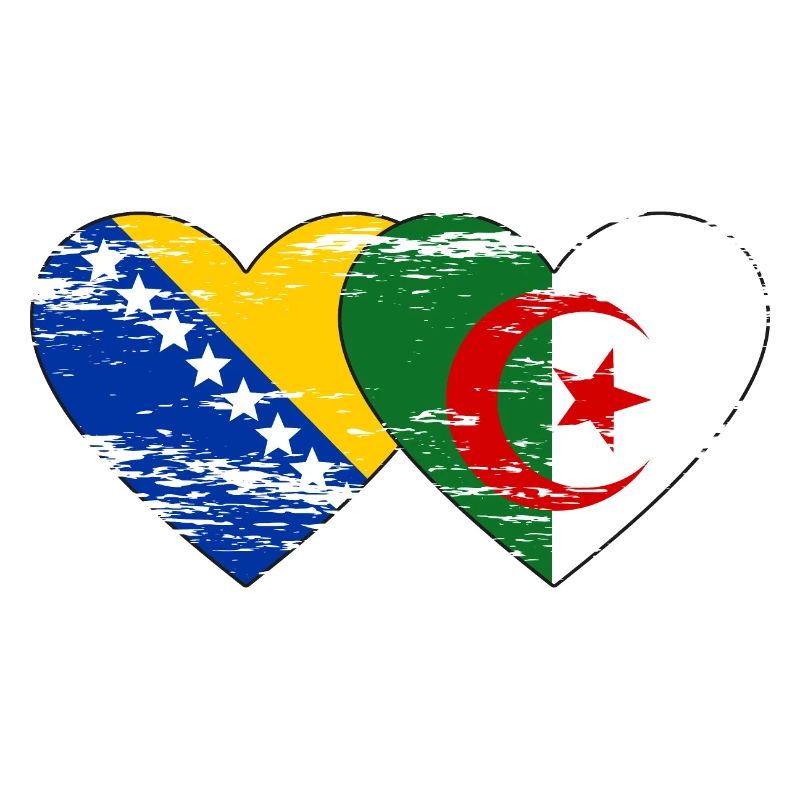 Bosnie Algérie drapeau coeur utilisé