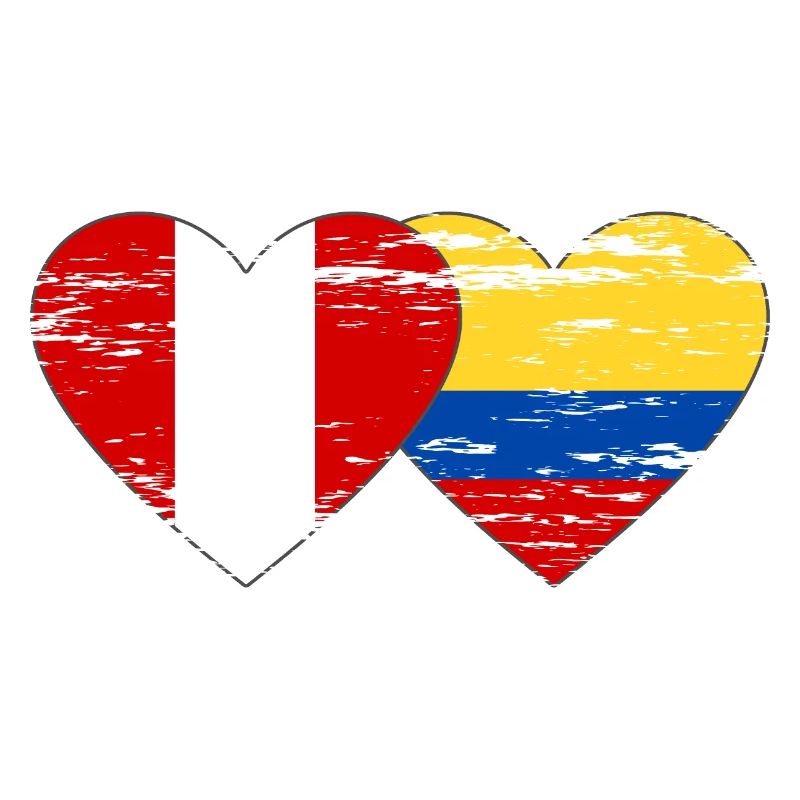 Pérou Colombie drapeau coeur utilisé