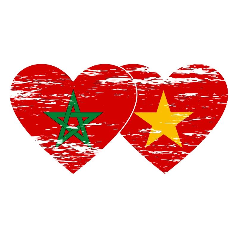 Maroc Vietnam drapeau coeur utilisé
