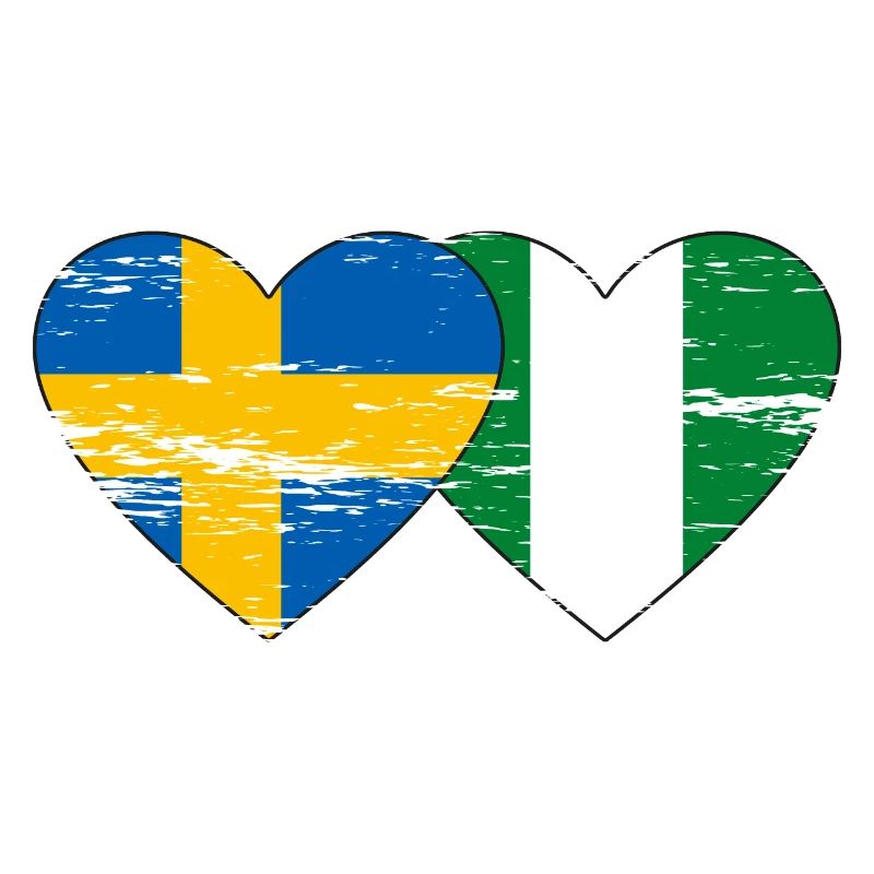 Suède Nigeria drapeau coeur utilisé