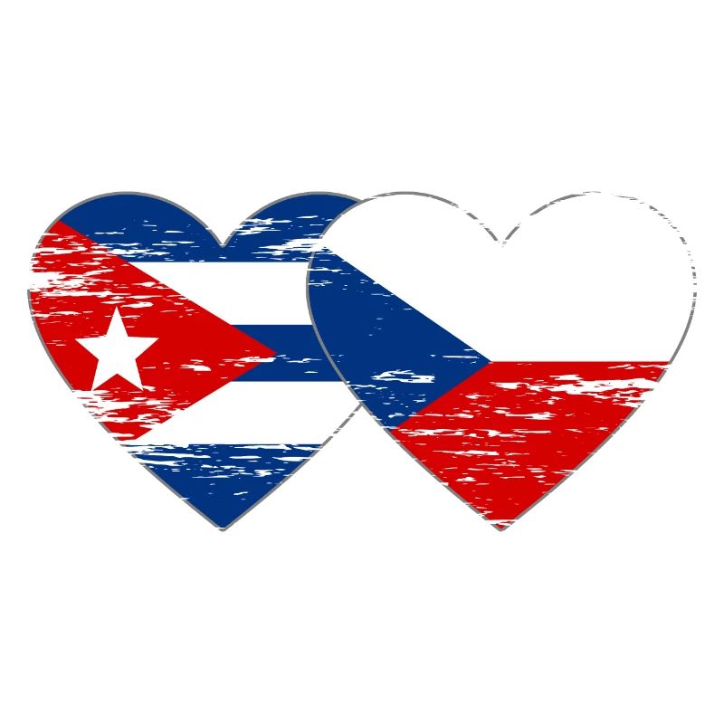Cuba République Tchèque Drapeau Coeur Utilisé
