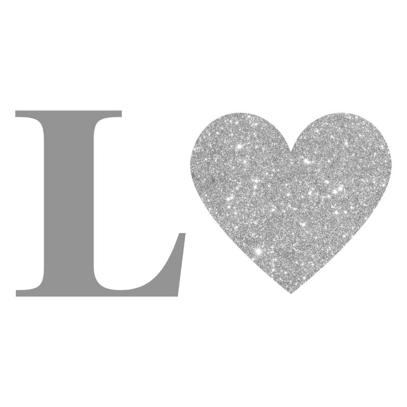 Letter l silver heart