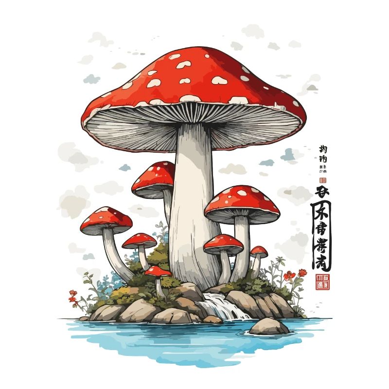 Retro Toadstool Art Mushroom Picker Design