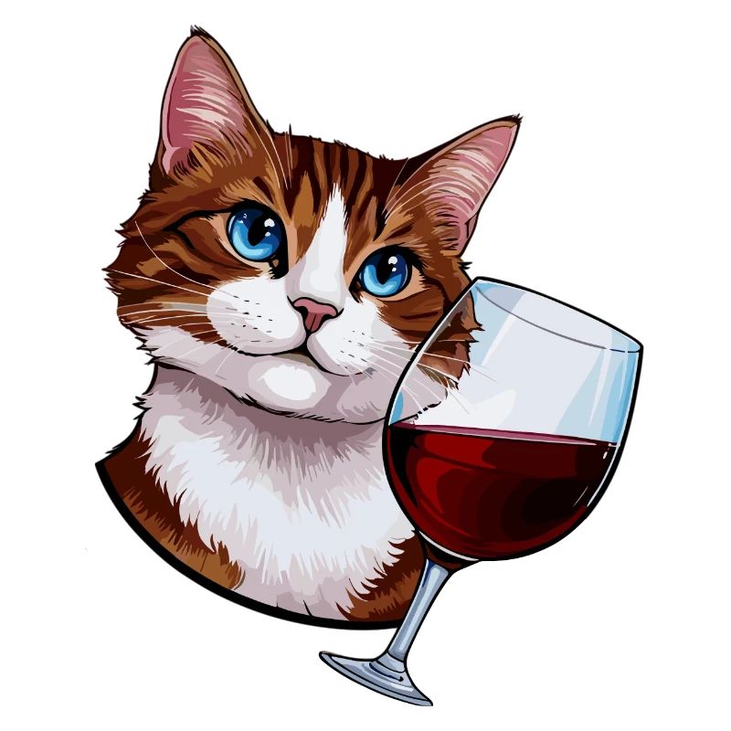 Katze mit Rotwein