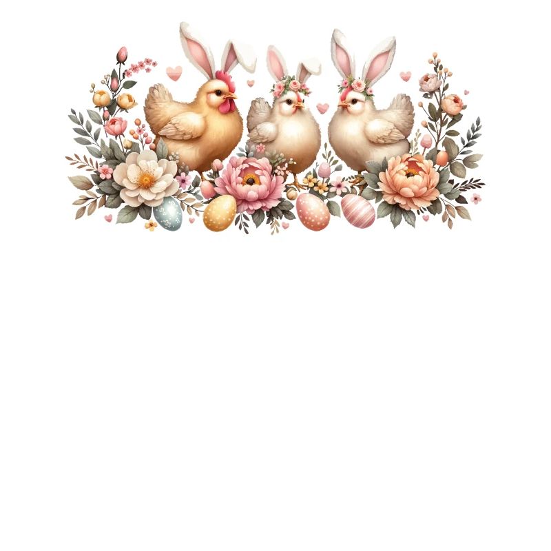 Easter Retro Chickens with Easter Bunny Ears