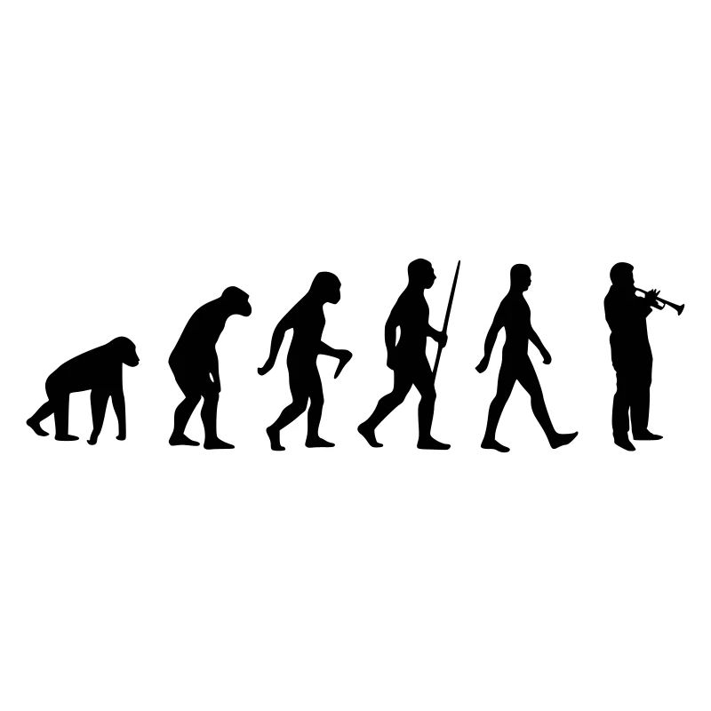 Trompete. Evolution, Mensch, Affe Musik Instrument