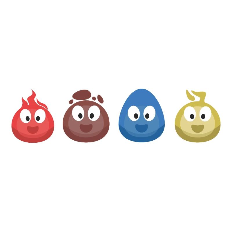 4 éléments (feu, terre, eau, air) (bulle)