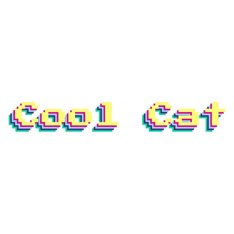 Cool Cat 90er Design Bunt 3D Pixel Art