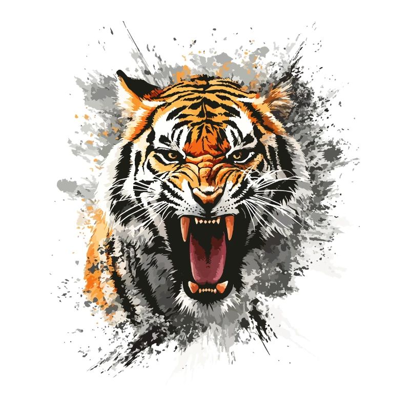 Tiger Head Predator Nature Wilderness Splash