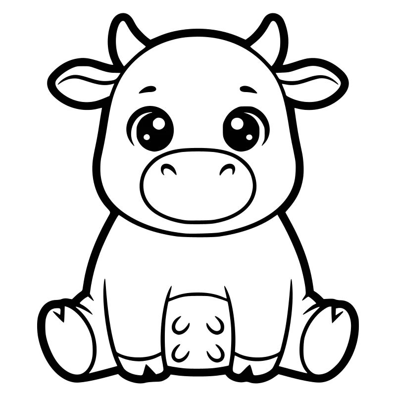 Cute Cow Calf Comic Coloring Vector