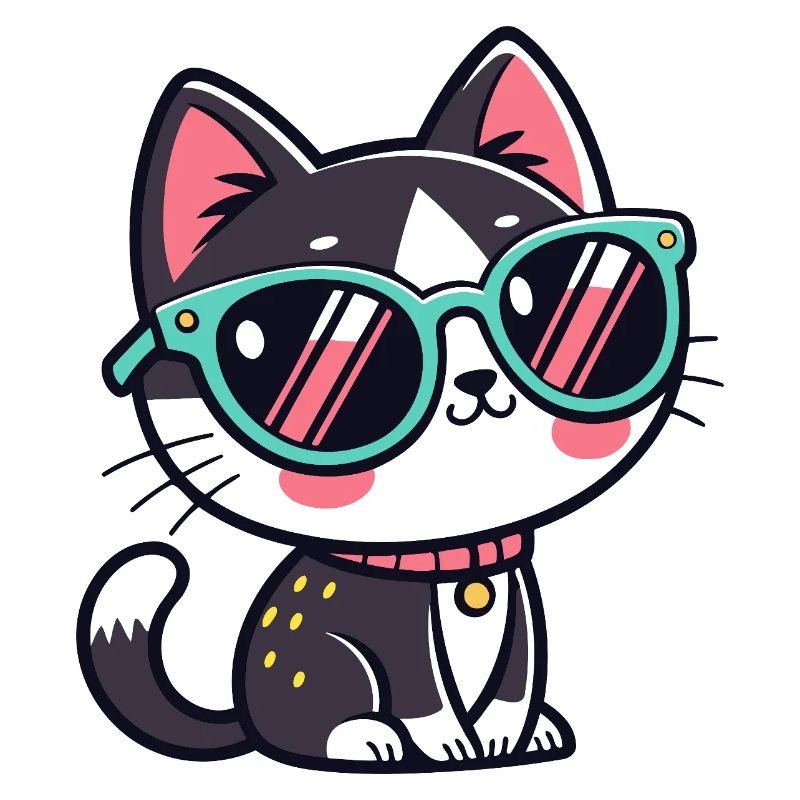Katzen-Kawaii-grüne Brille