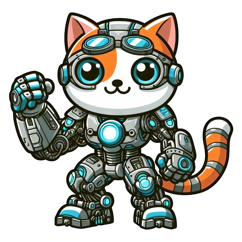 Cool dessin animé chat chat robot cyborg mecha