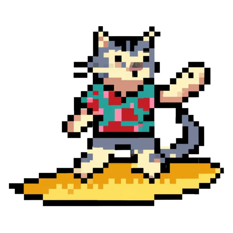 Surfkatze, Pixelkunst