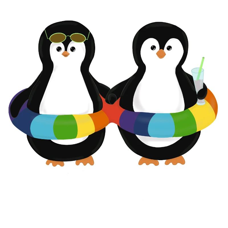 Pinguine im Schwimmring