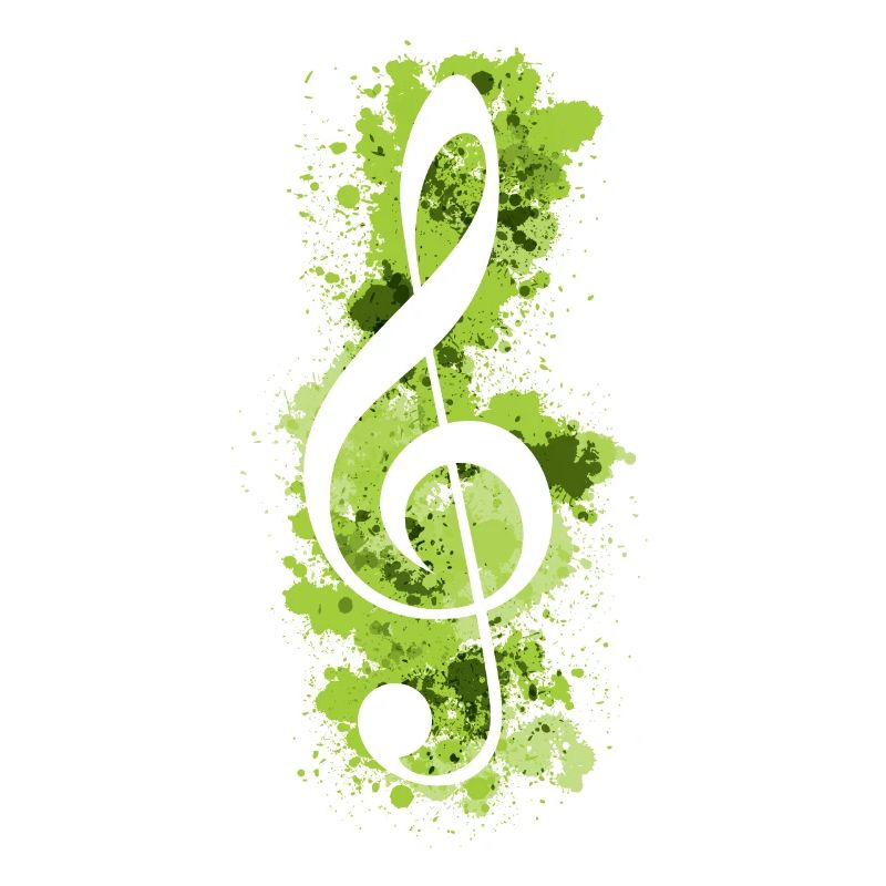 Weiße Violinschlüssel-Farbspritzer - Limonengrün