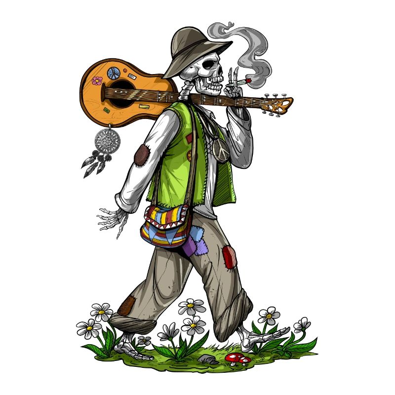 Skelett Hippie Stoner
