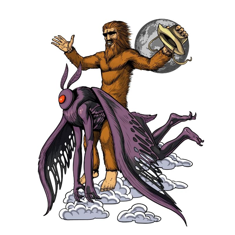 Bigfoot Riding Mothman