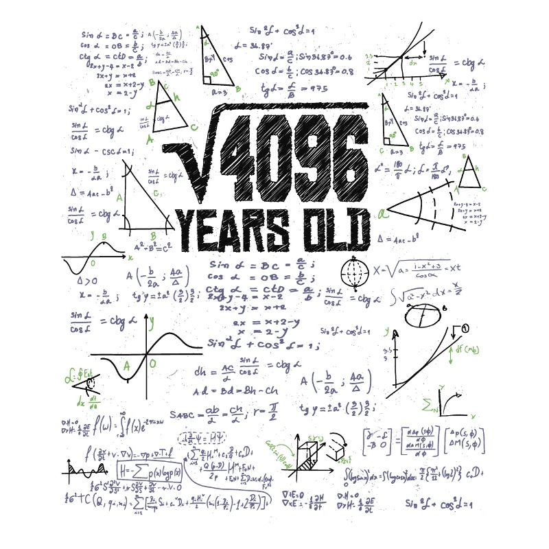 Square Root of 4096 Math Nerd 64th Birthday