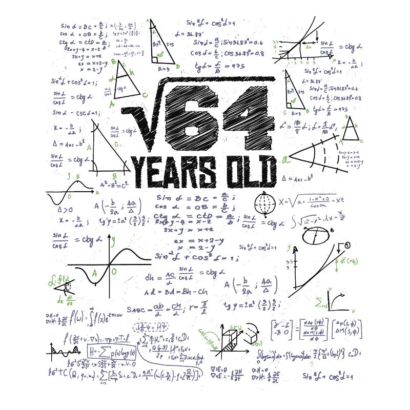 Square root of 64 math nerd 8th birthday