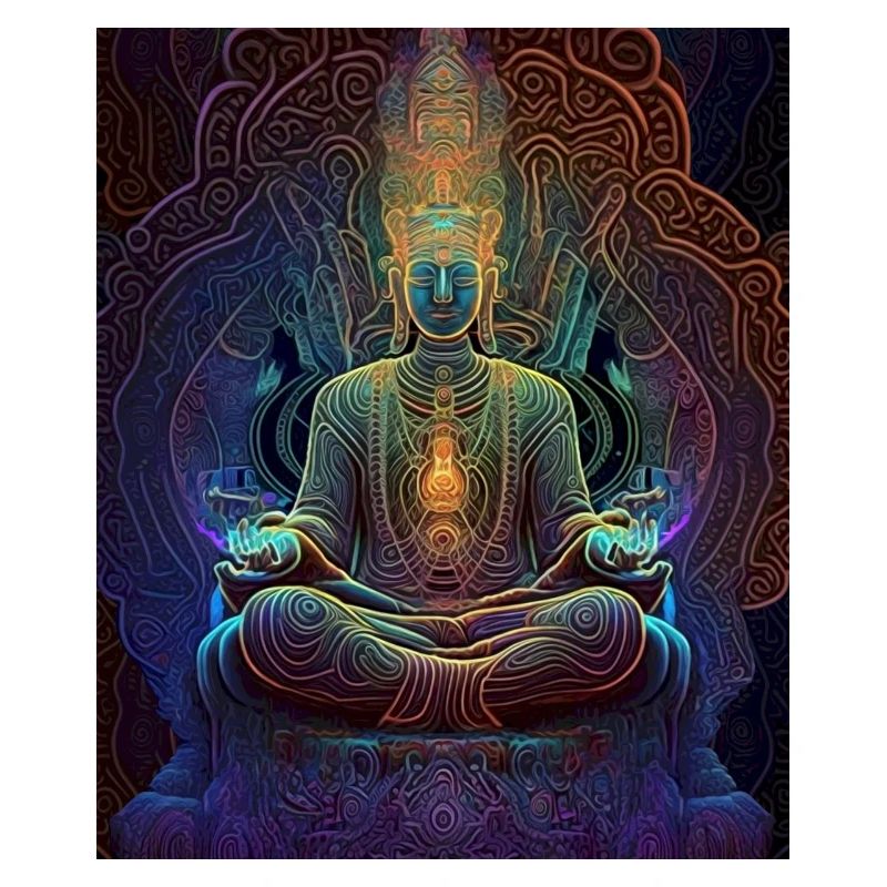 Bunte psychedelische Buddha-Meditation