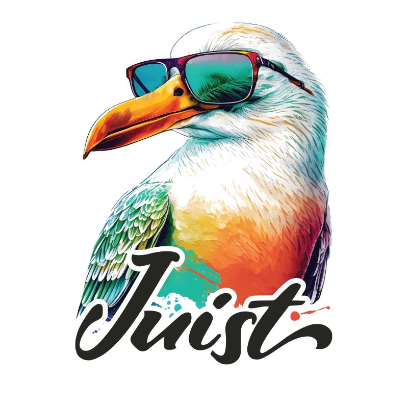 Juist Urlaub coole bunte Möwe mit Sonnenbrille
