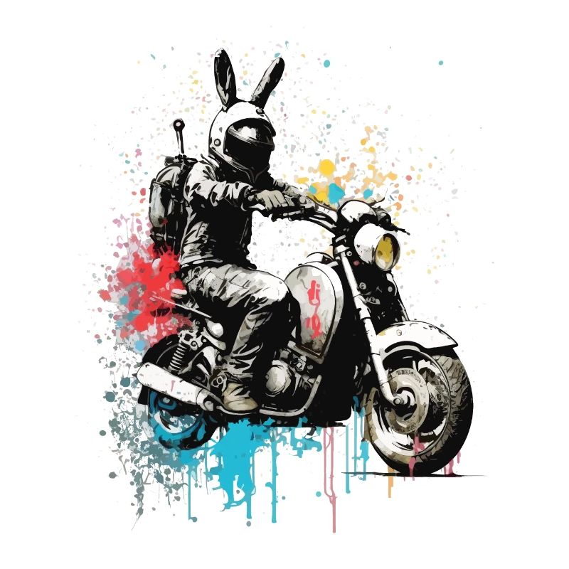 Graffiti rabbit on scooter motorcycle