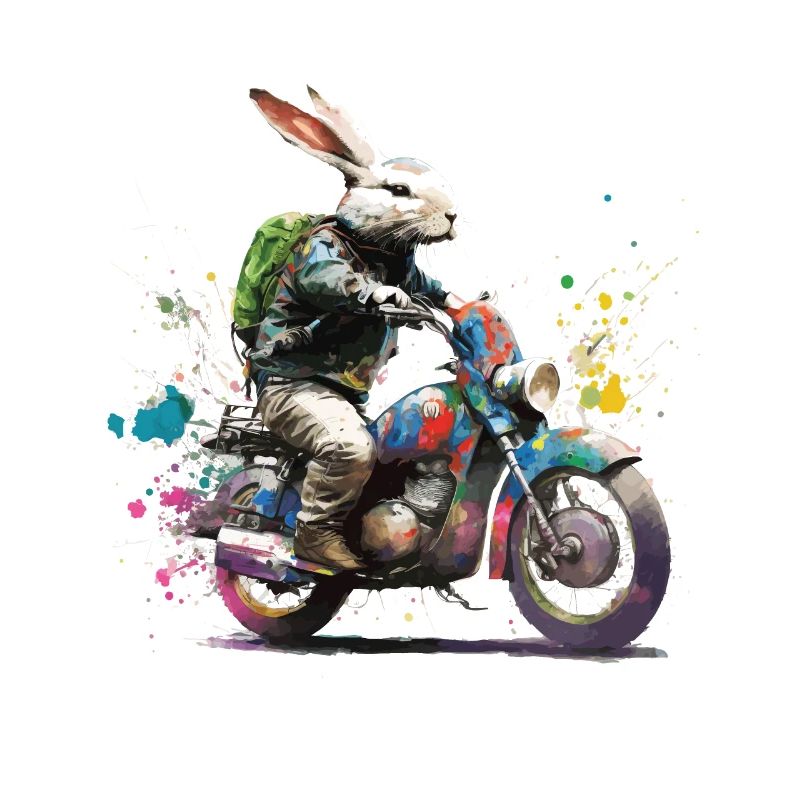 Graffiti rabbit on scooter motorcycle