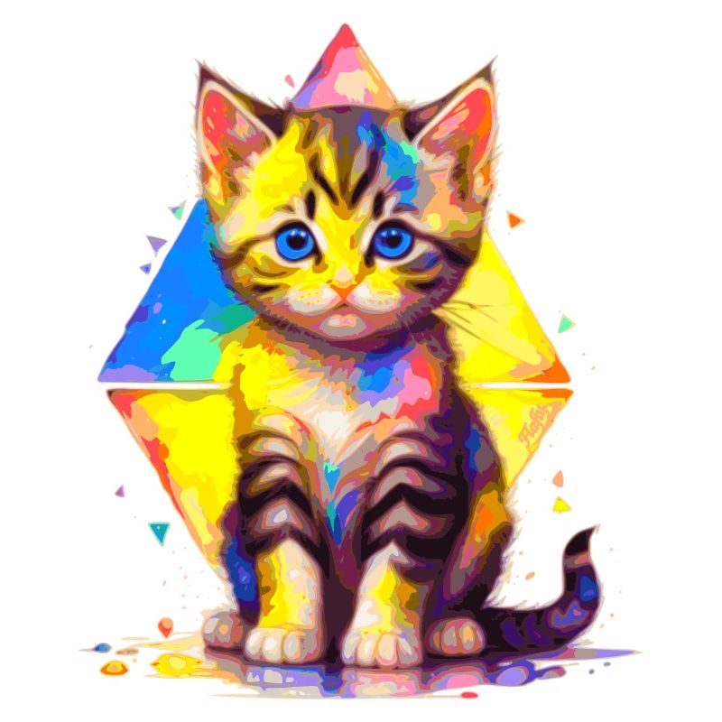 Rainbow Kitty - painted with geometries