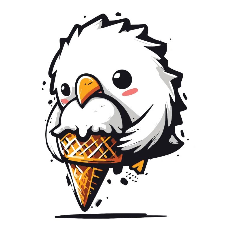 Une mouette mignonne vole un voleur de crème glacée