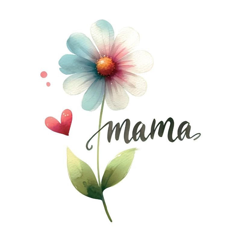 Mama Blume Aquarell Muttertag Herz Geschenk