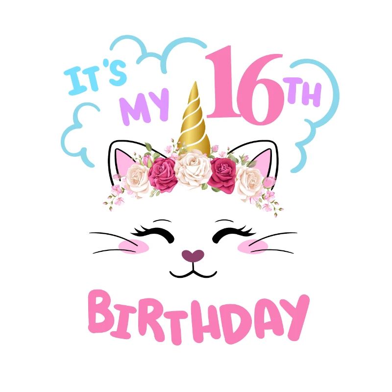 16. Geburtstag Mädchen Outfit Einhorn Katze