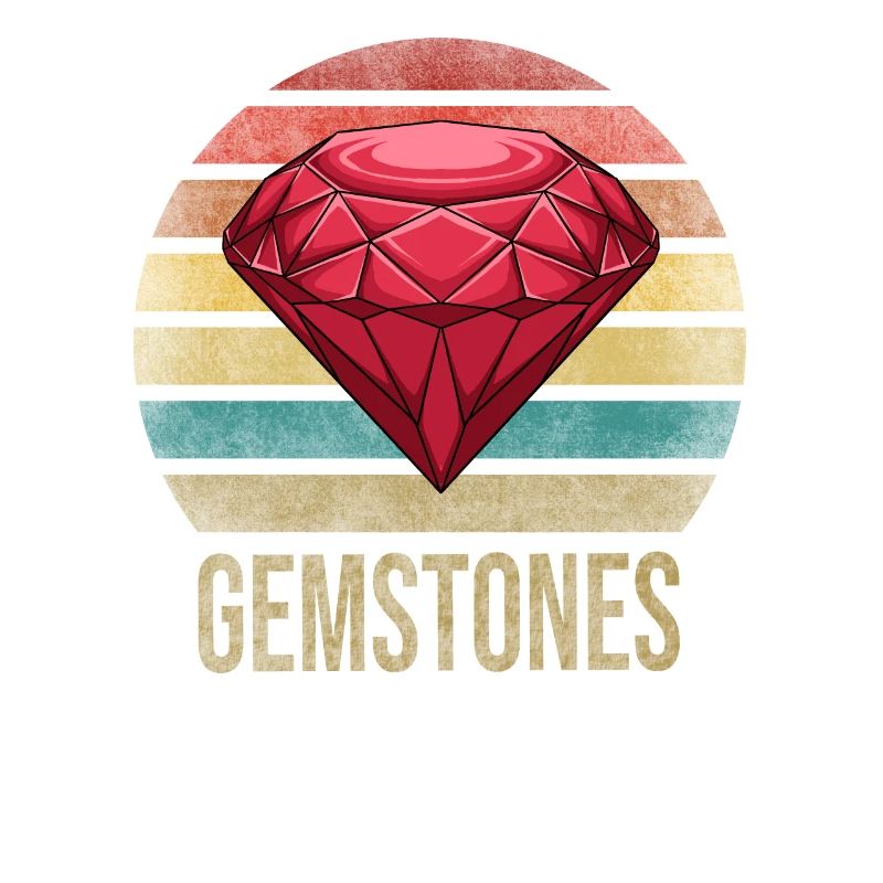 Ruby Gemstone Retro Sunset