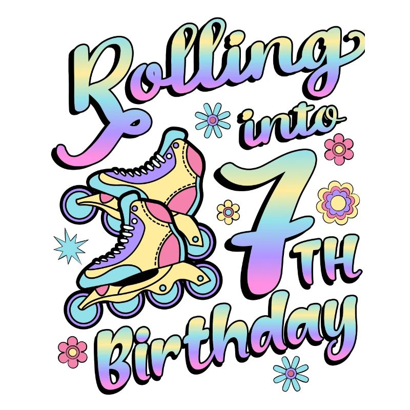 Rolling Into 7th Birthday Roller Skater