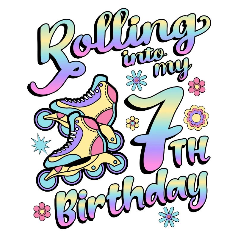 Rolling Into My 7th Birthday Roller Skater Inline
