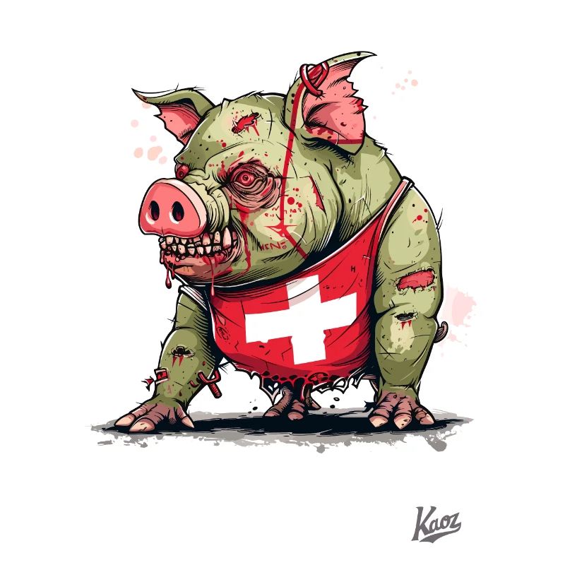 Schweizer Flagge: Zombie-Schwein