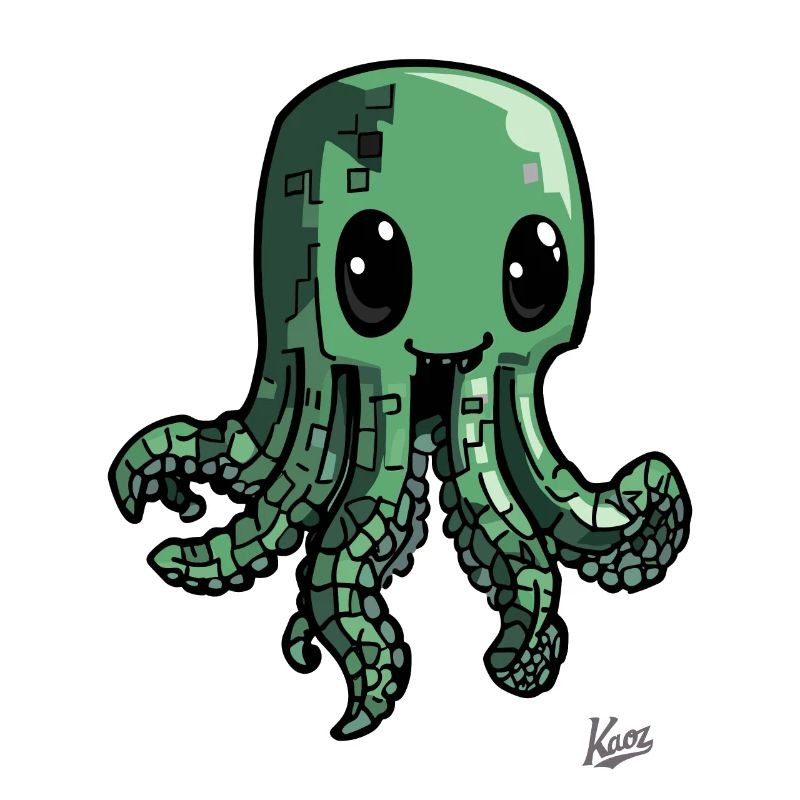 Lustiger Grüner Pixel-Oktopus-Krake