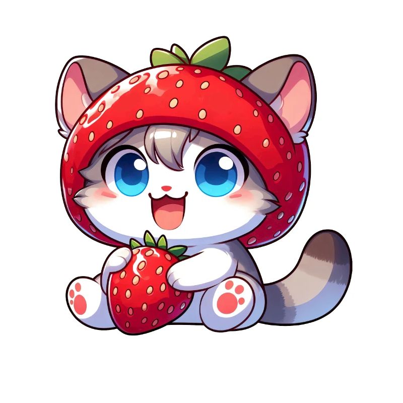 Cute Cat Strawberry Fruit Hat Whimsical